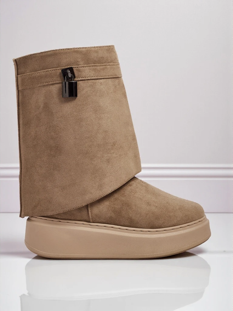 Cizme scurte tip snowboots pentru femei cu parte superioară detașabilă Elizze