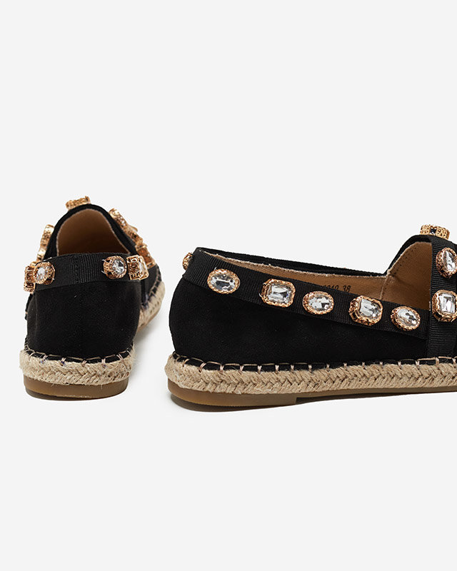 OUTLET Espadrile de dama negre cu cristale Wamba - Incaltaminte