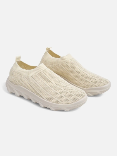 Damskie slip-ony Arete Beżowe, oddychające sneakersy z tkaniny