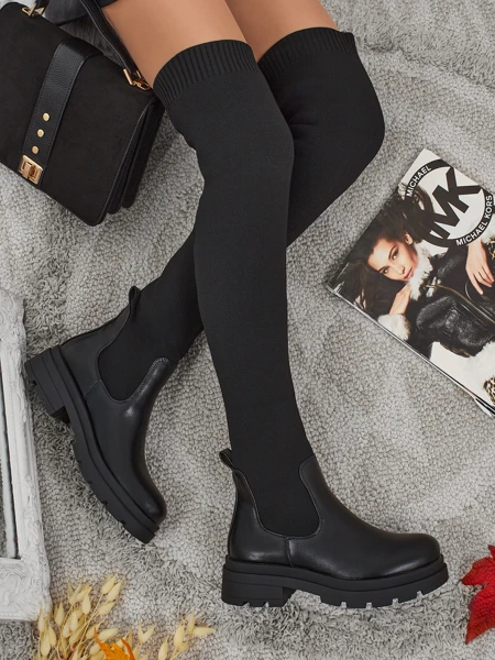 Cizme lungi de damă slip-on Orlina