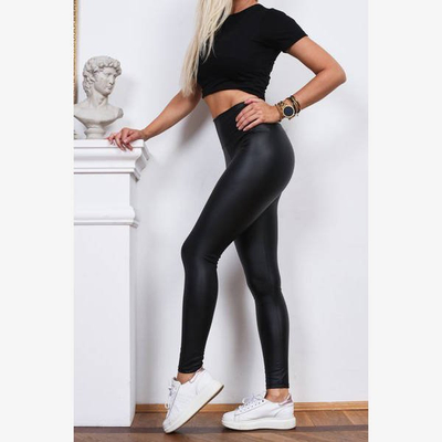 Jambiere negre cu talie înaltă - Pantaloni