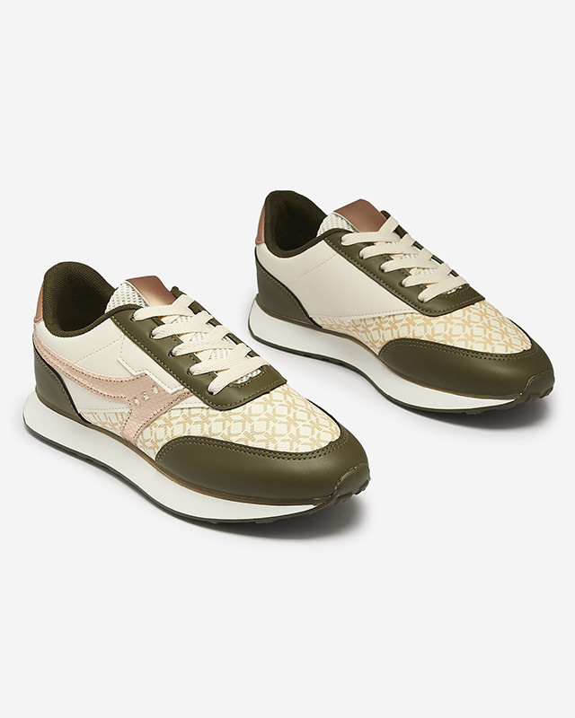 Pantofi sport pentru femei de culoare verde închis și bej Fiffvi- Footwear