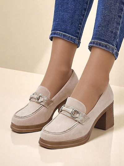 Royalfashion Mocasini cu toc gros pentru femei Apareus