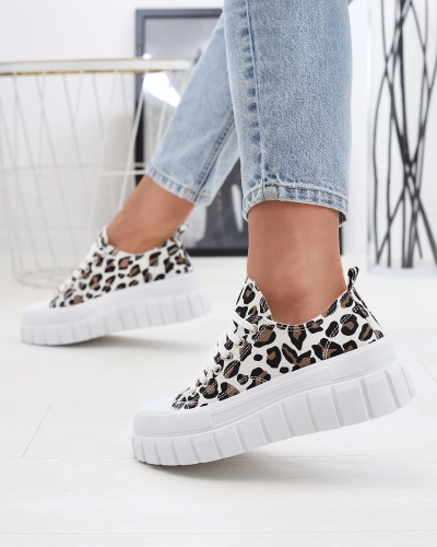 OUTLET Adidași cu platformă cu model pentru femei de culoare albă Ziratia - Încălțăminte