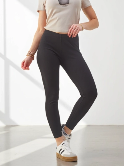 Leggings din bumbac cu nervuri Royalfashion pentru femei