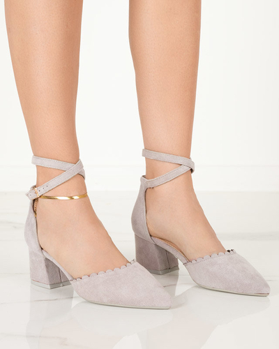 OUTLET Sandale dama gri din piele intoarsa pe stalpa Ametis - Incaltaminte