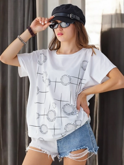 Royalfashion Tricou din bumbac pentru femei cu imprimeu