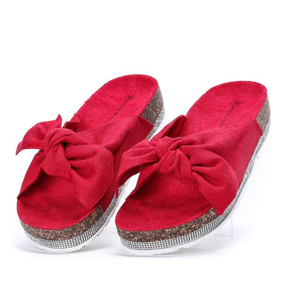 Czerwone klapki z kokardką Marocco - Obuwie