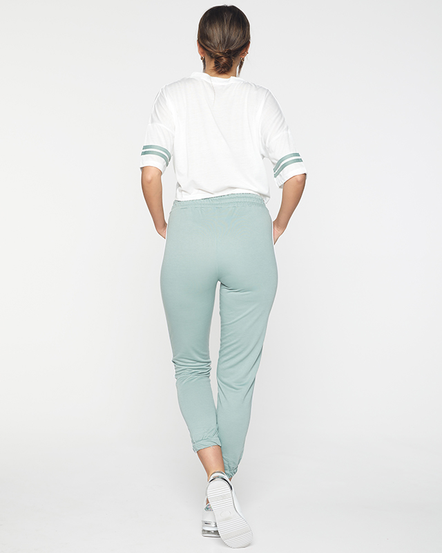 Set de trening sport pentru femei, verde și alb, cu dungi - Îmbrăcăminte