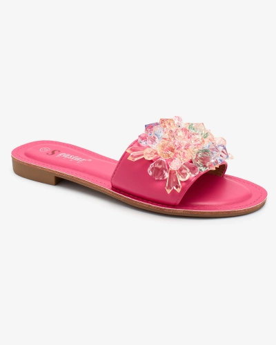 Royalfashion Flip-flops de damă Fuchsia cu cristale colorate Bling Breeze