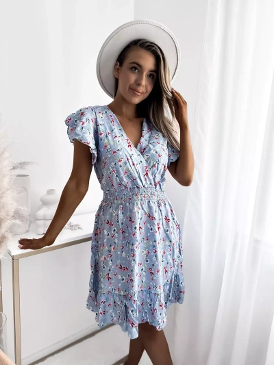 Royalfashion Rochie mini de damă albastră cu motiv floral