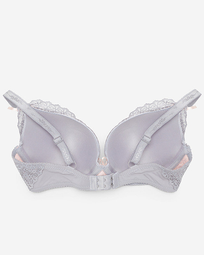 Sutien de dama din dantela gri si roz - Lenjerie intima