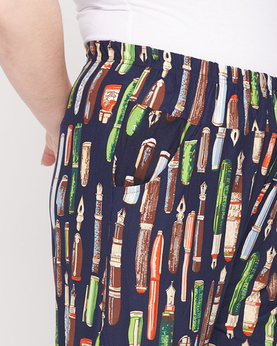 Pantaloni de damă bleumarin cu model - Îmbrăcăminte