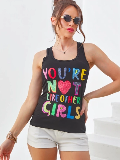 Royalfashion Top de bumbac pentru femei cu bretele și imprimeuri unice