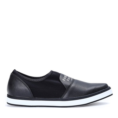 Czarne tenisówki slip-on Rowane - Obuwie