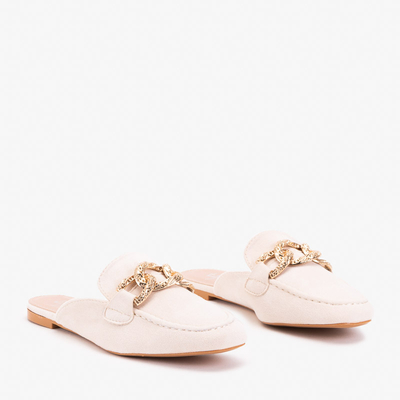 Papuci de culoare crem a'la mocasini Gabbu- Pantofi