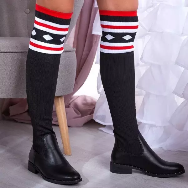 OUTLET Cizme negre a'la ciorap plat Salvia- Pantofi