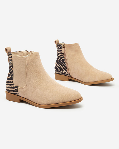 Royalfashion Cizme de damă bej cu imprimeu Dercozea