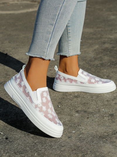 Mocasinuri cu plasă pentru femei Royalfashion cu flori Emzos