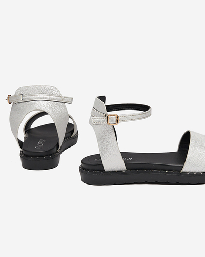 OUTLET Sandale dama argintie din piele ecologica cu sclipici Delika - Incaltaminte