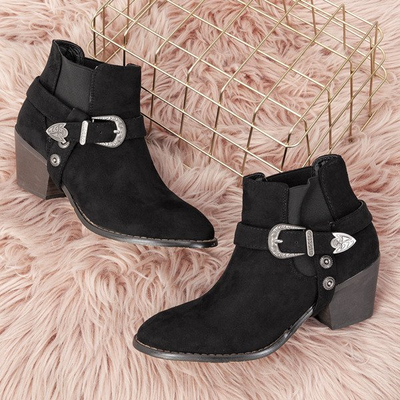 Cizme negre pe cizme cowboy asiene low post - Încălțăminte