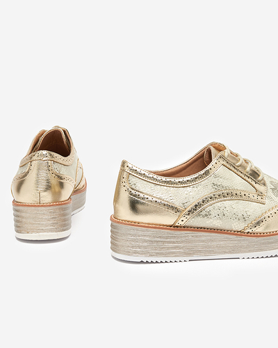 OUTLET Pantofi de dama aurii cu insertii din piele de sarpe Fin - Incaltaminte