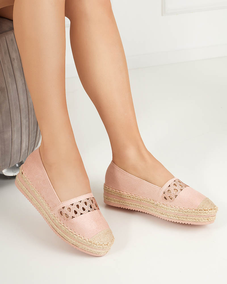 OUTLET Espadrile slip on dama roz cu zirconiu Wexy - Pantofi