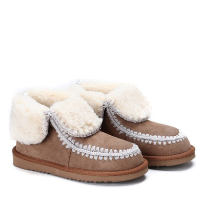 Śniegowce Emeraude w kolorze camel- Obuwie