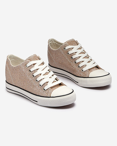 Adidași de damă aurii pe o ancoră ascunsă cu fir strălucitor Seggat- Footwear