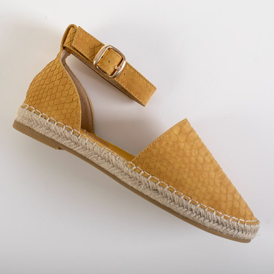 Sandale galbene pentru femei cu relief de animale Domiel - Încălțăminte