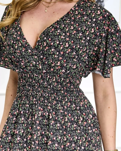Rochie maxi pentru femei negru floral Îmbrăcăminte