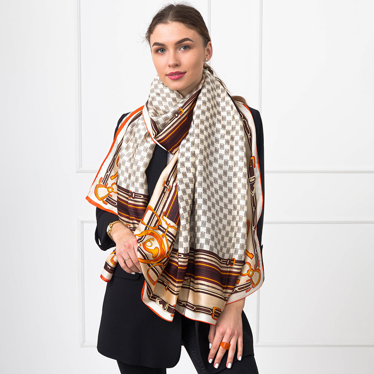 Esarfa dama in dungi alba - Accesorii