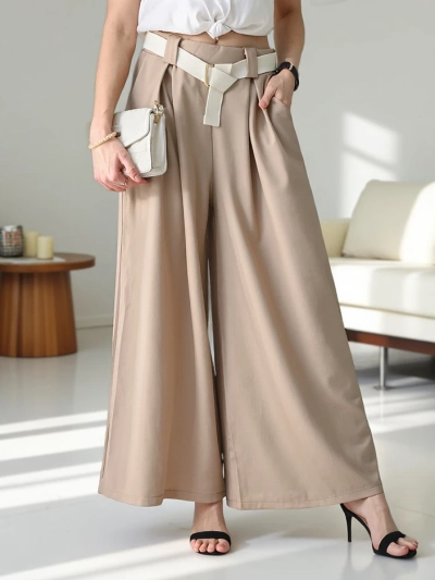 Royalfashion Pantaloni largi pentru femei cu un brâu