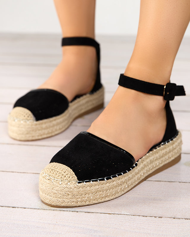 OUTLET Espadrile negre ajurate pentru femei Erisab- Pantofi
