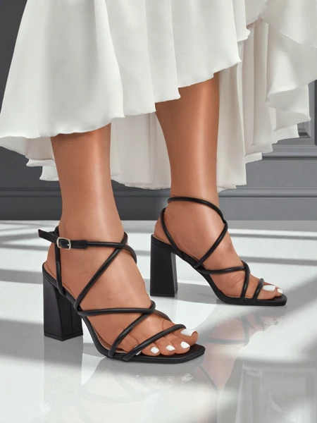 Royalfashion Sandale cu toc gros pentru femei Elysia