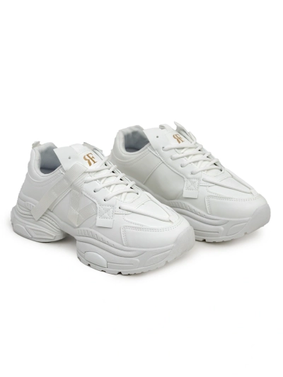 Sneakers damă albi Arete din piele ecologică, toc plat, colecția de primăvară