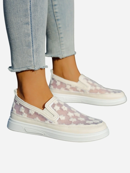 Mocasi Royalfashion pentru femei din plasă cu flori Emzos