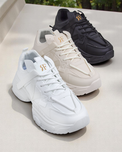 Sneakers bej pentru femei Platina Roma cu toc plat din piele ecologică 5 cm