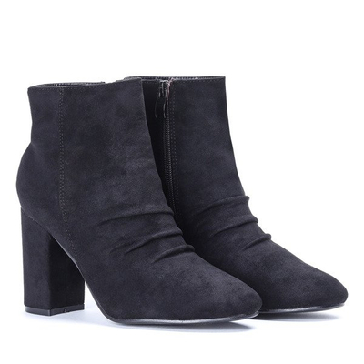 Czarne botki z marszczeniem na słupku Ruby - Obuwie