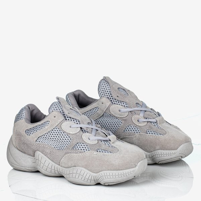 Adidași gri pentru femei cu talpă groasă Crisscross - Încălțăminte