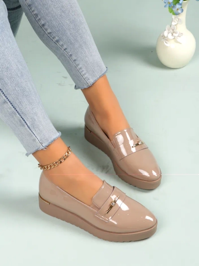 Mocasi de damă Royalfashion din piele ecologică lucioasă Arefel