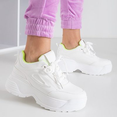 Adidași de damă albi și galbeni cu talpă groasă Free And Young - Încălțăminte