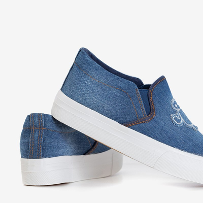 Adidași de dama de culoare albastru marină pe platforma Boatik - Încălțăminte