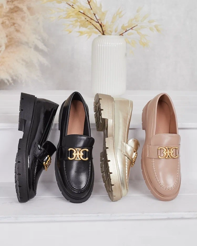 Mocasini Aurii Chloé Stil Elegant Dama