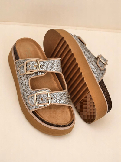 Royalfashion Klapki di Hende Muhé riba Plataforma Nora Woven