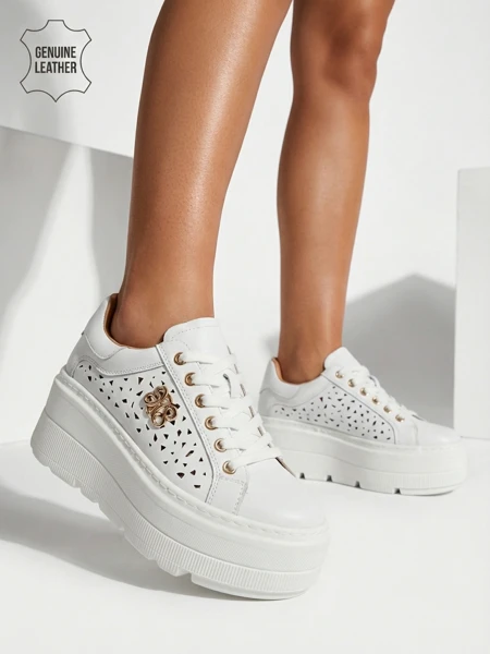 Sneakers sport damă ajurate din piele naturală Atelle