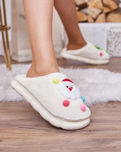 Royalfashion Papuci de Crăciun pentru femei, de culoare albă Fertemse