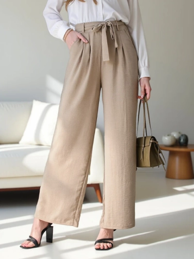Royalfashion Pantaloni largi pentru femei cu curea