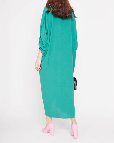 Rochie oversize dama verde cu volane - Imbracaminte