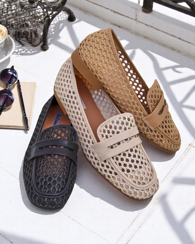 Mocasini bej Royalfashion Primavera Aelia din țesătură cu vârf migdalat
